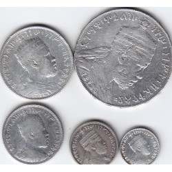 ETIOPIA SERIE MONETE IN ARGENTO MENELIK  1/20 -1/8-1/4 - 1/2 _ 1 BIRR LOTTO DI 5 MONETE